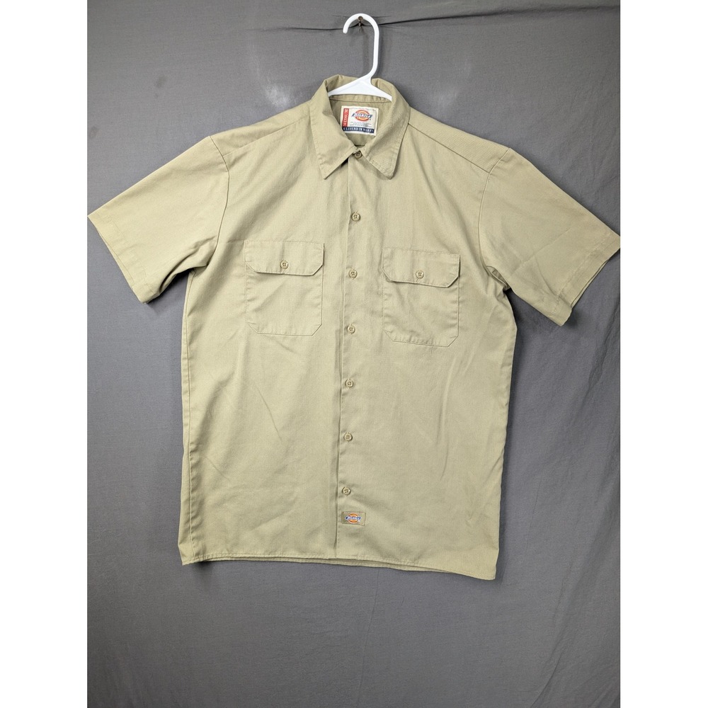 Dickies Mens Khaki Short Sleeve Work‎ Shirt Button Up Medium Tan 6040